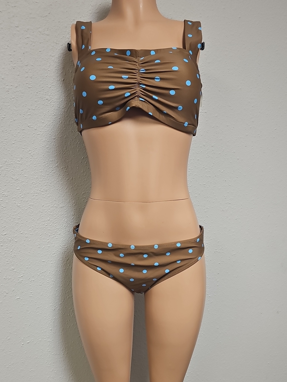 aerie Brown Bikini with Light Blue Polka Dots - Women Swim